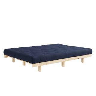 Banquette convertible futon LEAN pin coloris bleu marine couchage 130*190 cm.